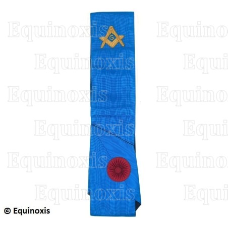 Cordon maçonnique moiré – Rite Français Groussier – Maître – Equerre et compas + G – Brodé main