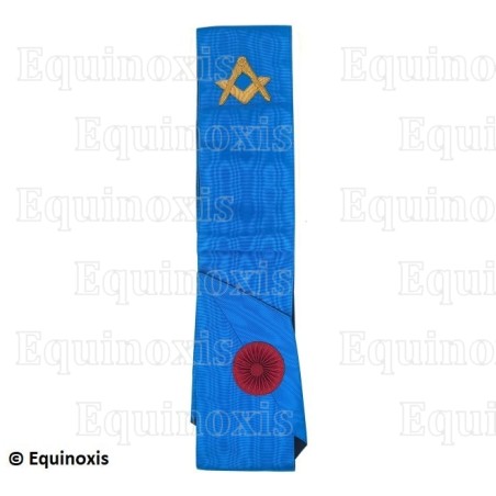 Cordon maçonnique moiré – Rite Français Groussier – Maître – Equerre et compas – Brodé main