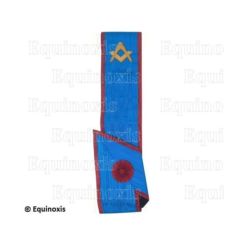 Cordon maçonnique moiré – REAA – Maître – Equerre et compas – Brodé main