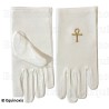 Gants maçonniques coton brodés – Croix Ankh – Taille XS