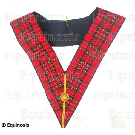 Sautoir maçonnique moiré – Rite Standard d'Ecosse – Officier – Bossoir doré