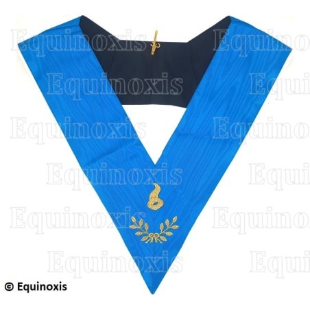 Sautoir maçonnique moiré – Rite Français Groussier – Maître des Banquets – Brodé machine