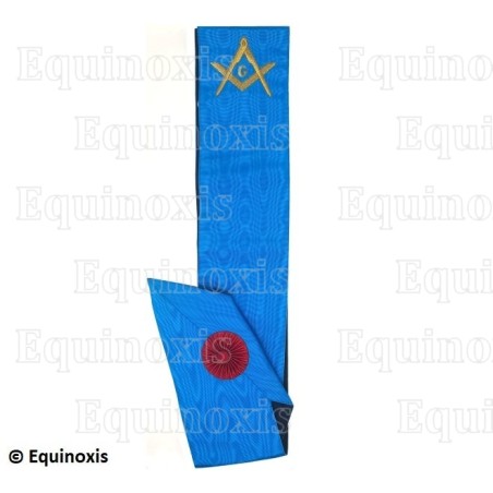 Cordon maçonnique moiré – Rite Français Groussier – Maître – Equerre-et-compas + G – Brodé machine