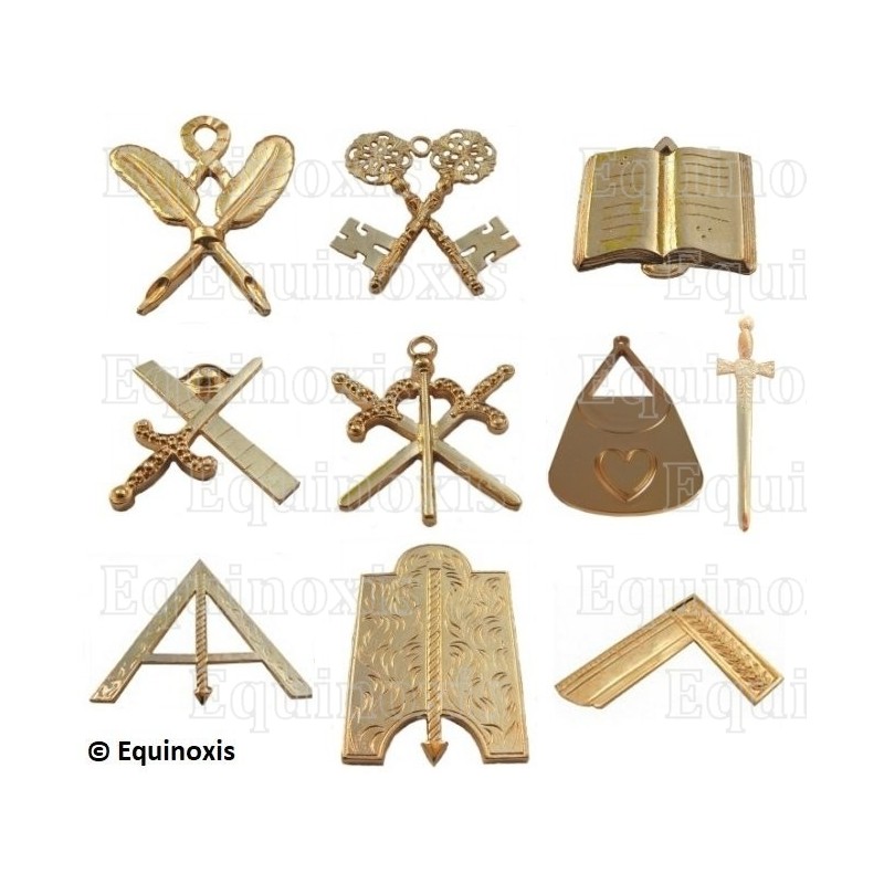 Bijoux maçonniques d'officiers – Set de 10 bijoux REAA
