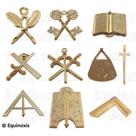 Bijoux maçonniques d'officiers – Set de 10 bijoux REAA