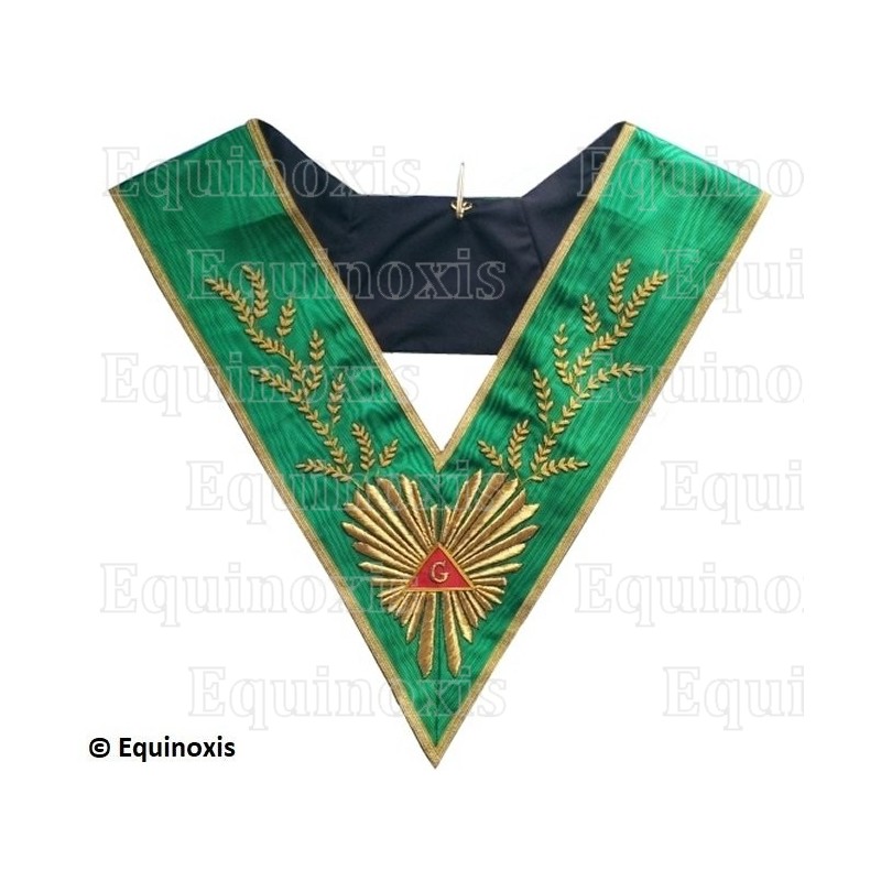 Sautoir maçonnique moiré – Rite de Cerneau – Vénérable Maître – Acacia 224 feuilles – Brodé main