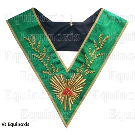 Sautoir maçonnique moiré – Rite de Cerneau – Vénérable Maître – Acacia 224 feuilles – Brodé main