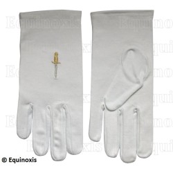 Gants maçonniques coton brodés – REAA Grades de vengeance / Chapitre Français 1er et 2ème Ordres – Taille XXXL