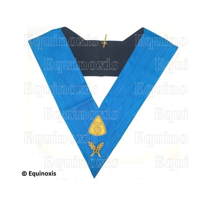 Sautoir maçonnique moiré – Rite Français Groussier – Hospitalier – Brodé main