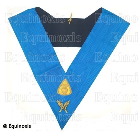 Sautoir maçonnique moiré – Rite Français Groussier – Hospitalier – Brodé main