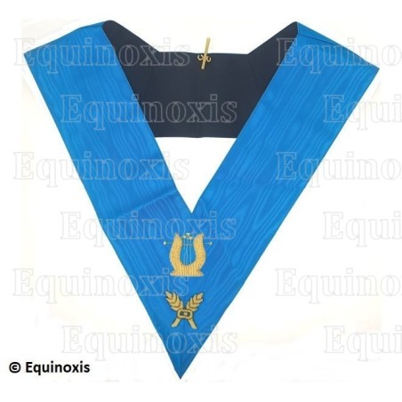 Sautoir maçonnique moiré – Rite Français Groussier – Colonne d'Harmonie – Brodé main