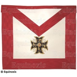 Tablier maçonnique en cuir – REAA – 18ème degré – Chevalier Rose-Croix – Croix pattée et croix latine – Brodé machine