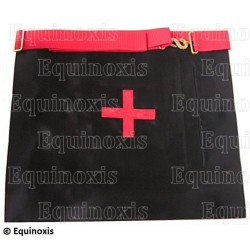 Tablier maçonnique en cuir – REAA – 18ème degré – Chevalier Rose-Croix – Croix pattée et croix latine – Brodé machine – Dos