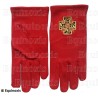 Gants maçonniques coton brodés rouges – REAA – 18ème degré – Croix potencée – Taille XXXL