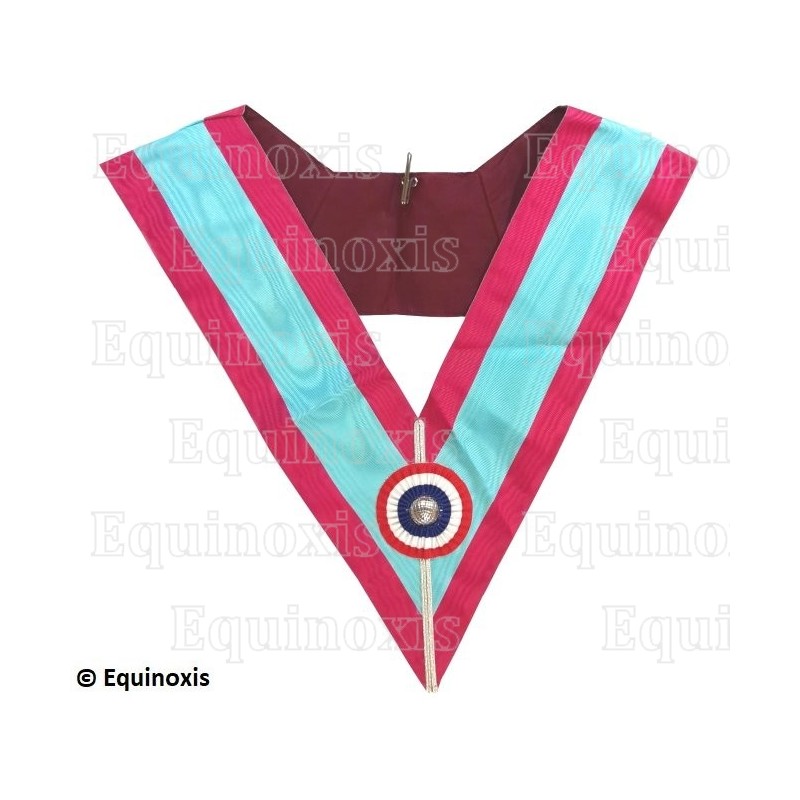 Sautoir maçonnique moiré – La Marque – Officier – Cocarde tricolore