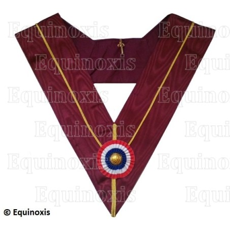 Sautoir maçonnique moiré – Arche Royale Domatique – Passé Zorobabel – Cocarde française