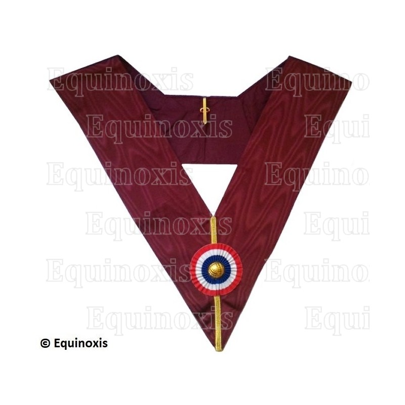 Sautoir maçonnique moiré – Arche Royale Domatique – Officier – Cocarde française