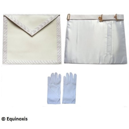 Ensemble Apprenti / Compagnon – Tablier simili-cuir 30 cm x 35 cm + 1 paire de gants blancs