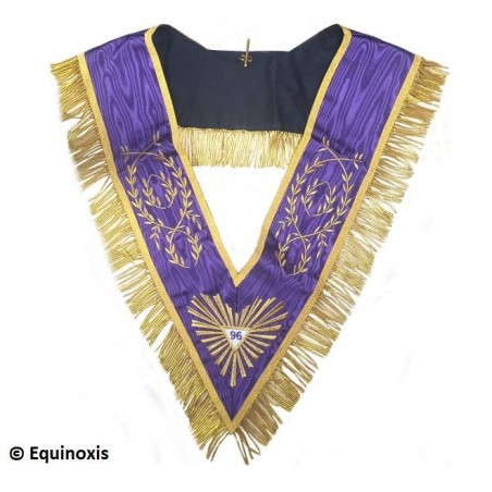 Sautoir maçonnique moiré – Memphis-Misraïm – 96ème degré – Brodé machine – Violet
