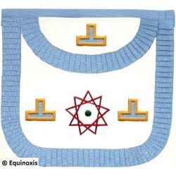 Tablier maçonnique en simili-cuir – Rite Français Moderne Rétabli – Vénérable Maître – Bords arrondis – Triple triangle