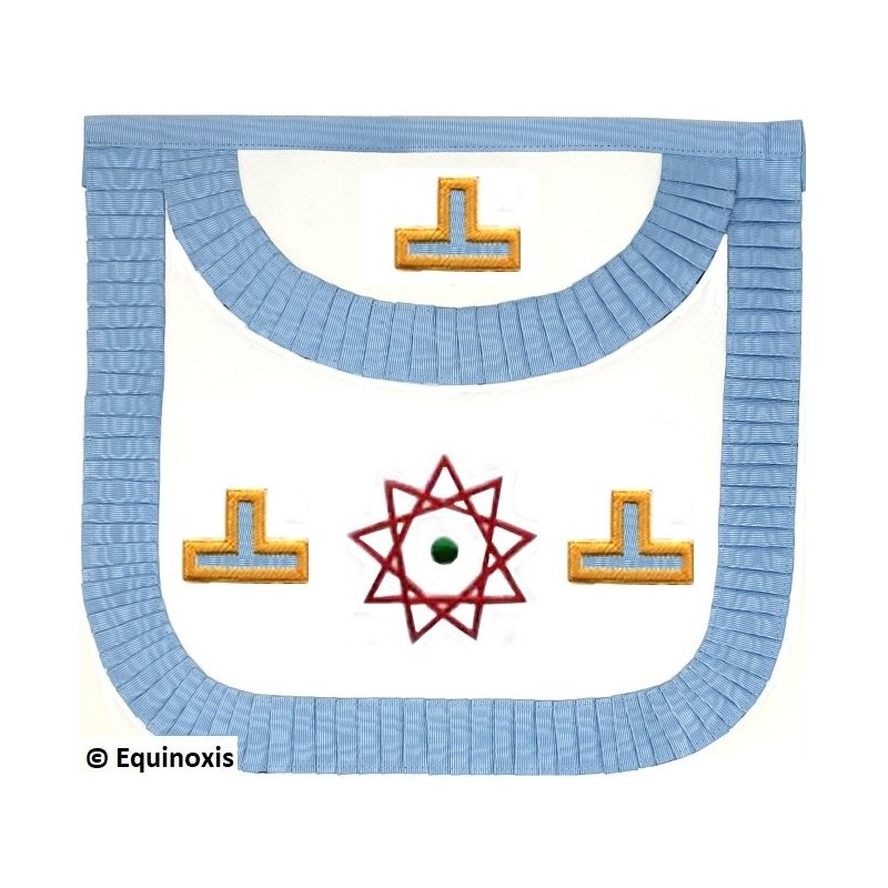 Tablier maçonnique en simili-cuir – Rite Français Moderne Rétabli – Vénérable Maître – Bords arrondis – Triple triangle