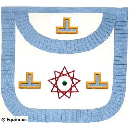 Tablier maçonnique en simili-cuir – Rite Français Moderne Rétabli – Vénérable Maître – Bords arrondis – Triple triangle