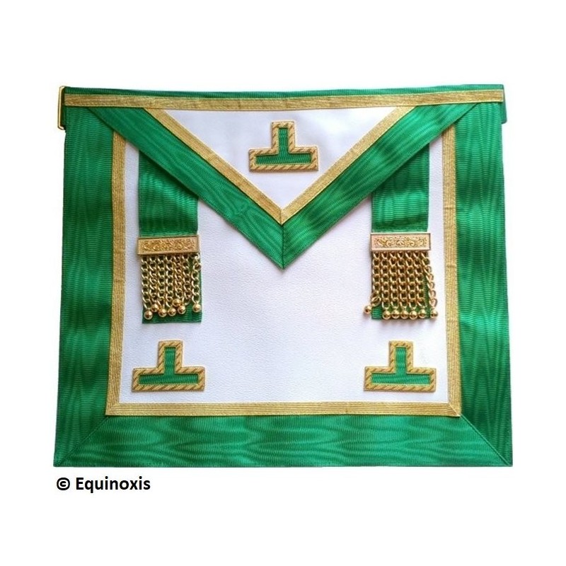 Tablier maçonnique en cuir – Rite de Cerneau – Passé Maître – Brodé main