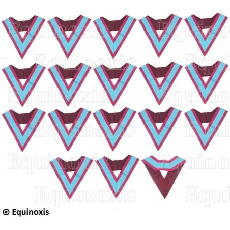 Sautoirs maçonniques moirés – La Marque – Set de 17 Officiers – Sans cocarde – Couleurs françaises
