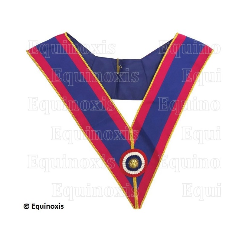 Sautoir maçonnique moiré – La Marque – Officier Provincial actif – Cocarde tricolore