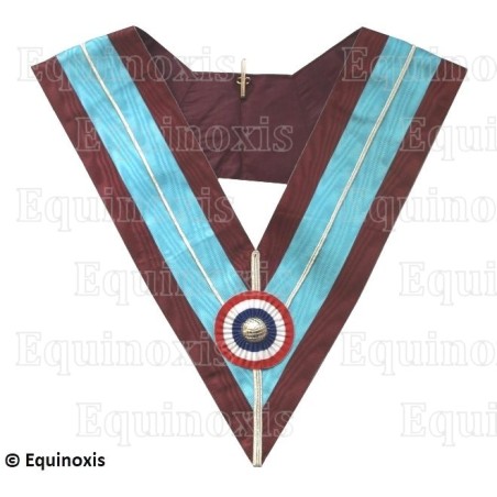 Sautoir maçonnique moiré – La Marque – Passé Maître – Cocarde tricolore