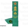 Cordon maçonnique moiré – Rite de Cerneau – Maître – Etoile flamboyante, temple, équerre et compas, acacia – Brodé main