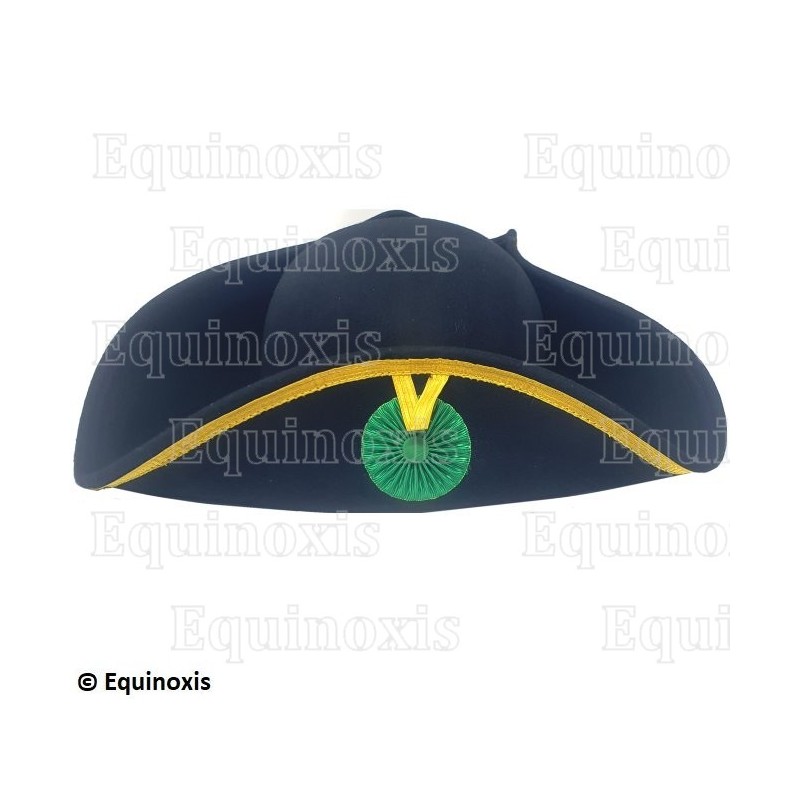 Tricorne maçonnique souple en laine – RER – Cocarde verte