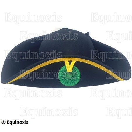 Tricorne maçonnique souple en laine – RER – Cocarde verte
