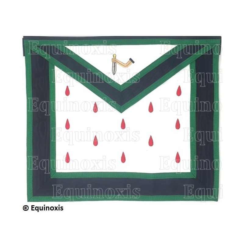 Tablier maçonnique en simili-cuir – Rite de Cerneau – 9ème degré – Brodé machine