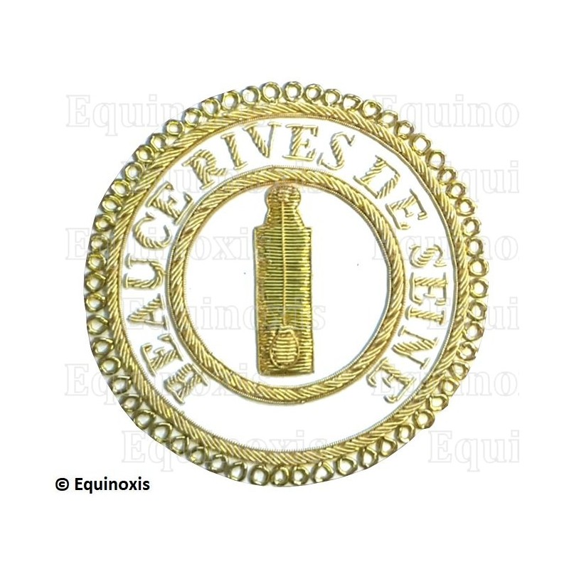 Badge / Macaron GLNF – Grande tenue provinciale – Deuxième Grand Surveillant – Beauce - Rives de Seine – Brodé main