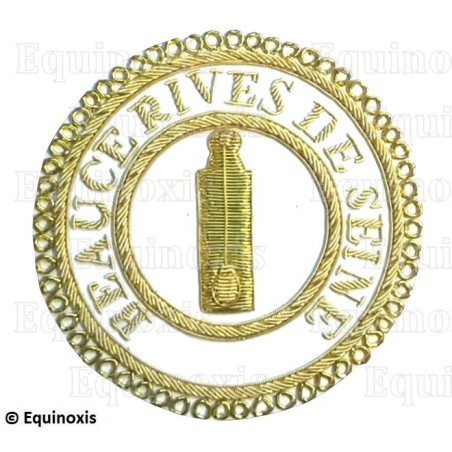 Badge / Macaron GLNF – Grande tenue provinciale – Deuxième Grand Surveillant – Beauce - Rives de Seine – Brodé main