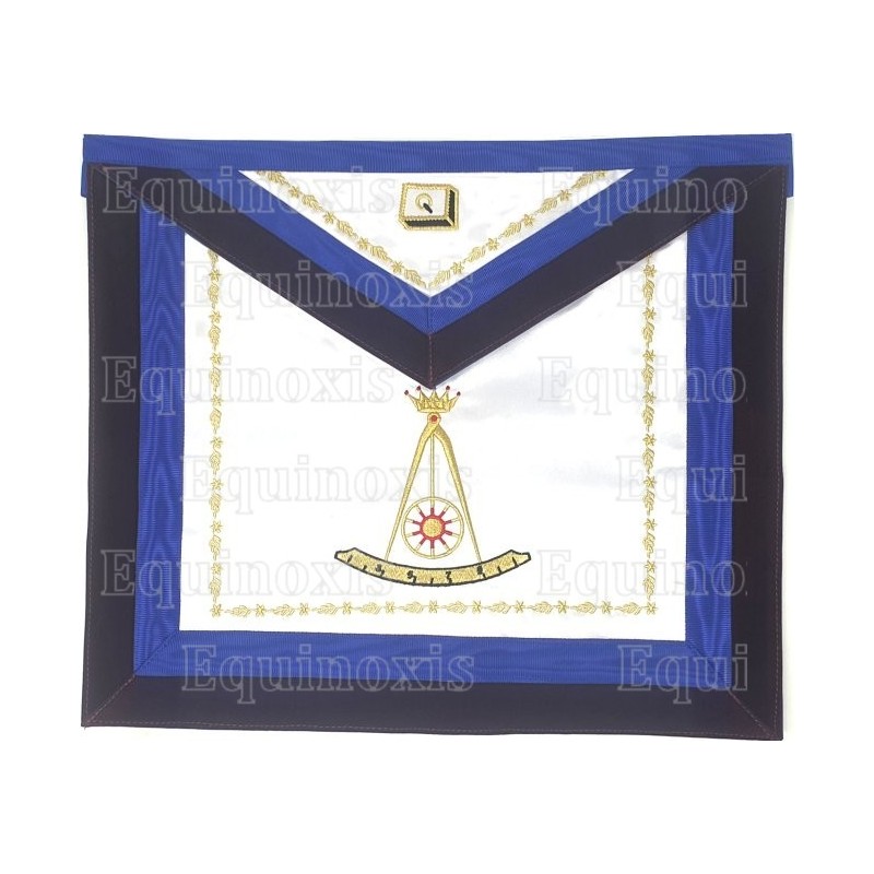 Tablier maçonnique en satin – REAA – 14ème degré – DH – Brodé machine