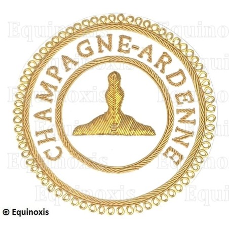 Badge / Macaron GLNF – Grande tenue provinciale – Premier Grand Surveillant – Champagne-Ardenne – Brodé main