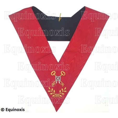 Sautoir maçonnique moiré – REAA – Officier du 18ème degré – Chevalier Grand Trésorier – Brodé machine avec feuilles