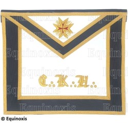 Tablier maçonnique en cuir – REAA – 30ème degré – Chevalier Kadosch – CKH – Doré