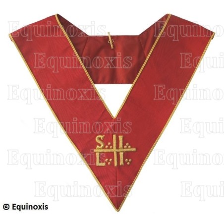 Sautoir martiniste moiré – Supérieur Inconnu Libre Initiateur (SILI) – Rouge – Brodé main