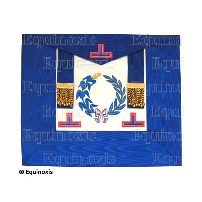 Tablier maçonnique en cuir – GLNF – Petite tenue nationale – Brodé machine