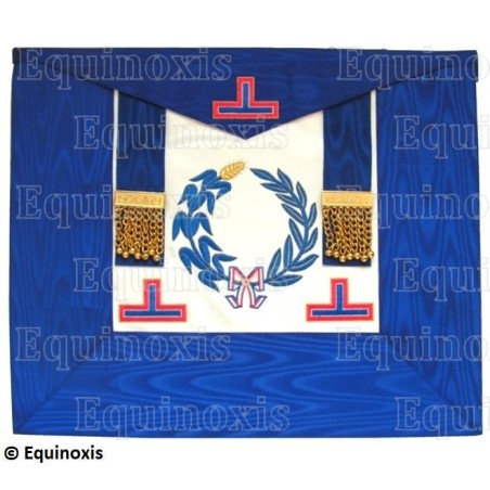 Tablier maçonnique en cuir – GLNF – Petite tenue nationale – Brodé machine