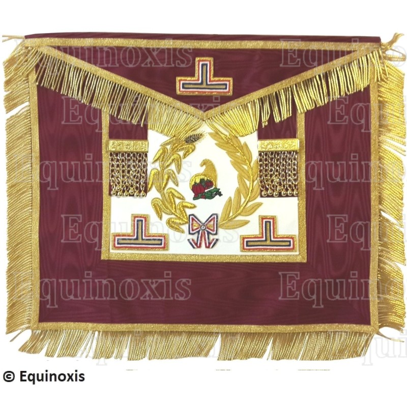 Tablier maçonnique en cuir – GLNF – Grande tenue nationale – Grand Intendant – Brodé main