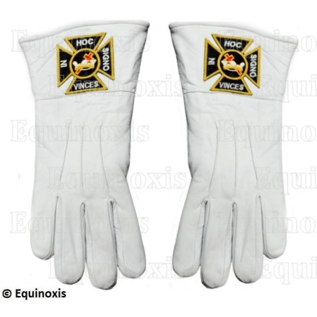 Gants maçonniques cuir blanc – Ordre de la Croix Rouge de Constantin – Taille M