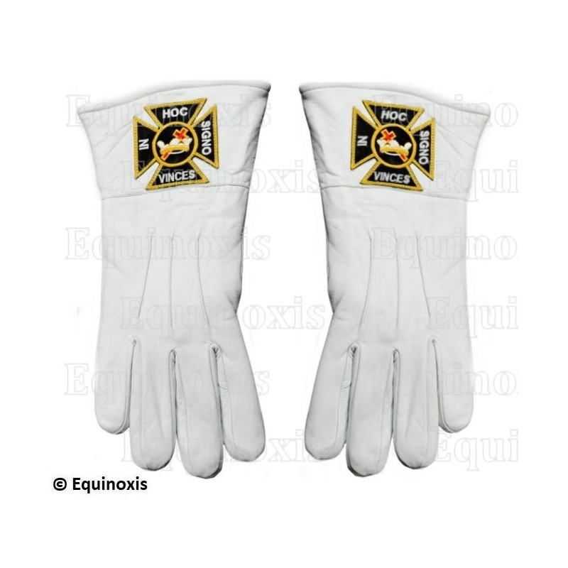 Gants maçonniques cuir blanc – Ordre de la Croix Rouge de Constantin – Taille XXL
