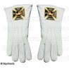 Gants maçonniques cuir blanc – Ordre de la Croix Rouge de Constantin – Taille XXL