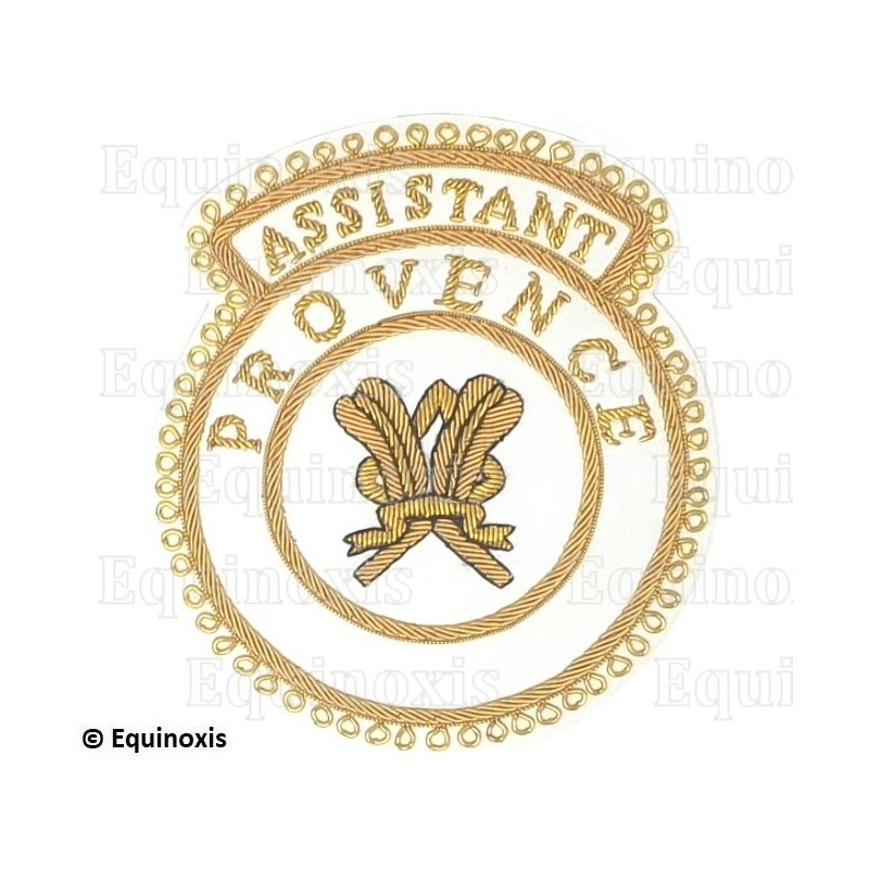 Badge / Macaron GLNF – Grande tenue provinciale – Assistant Grand Secrétaire – Provence – Brodé main