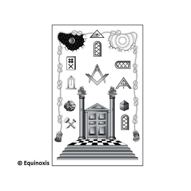Tapis de Loge maçonnique – REAA – Apprenti – GODF – 100 cm x 50 cm