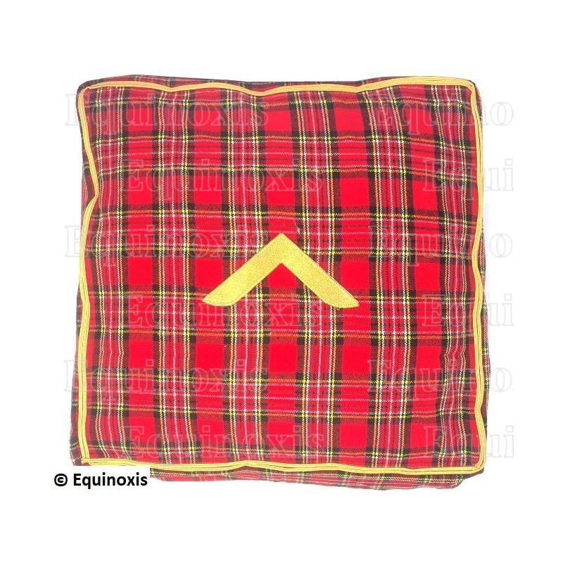 Coussin maçonnique – Rite Standard d'Ecosse – Housse tartan – Equerre brodée machine